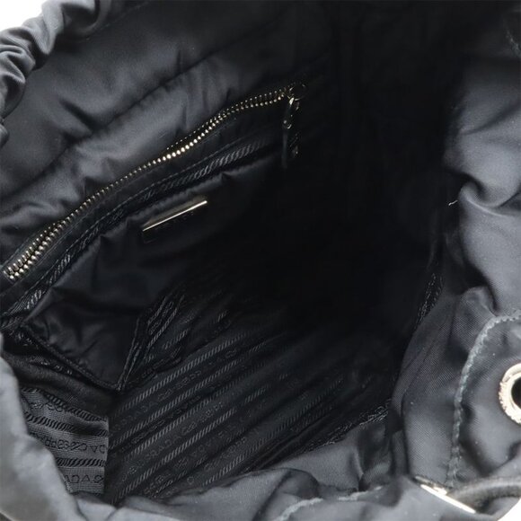 Prada Triangle Logo Backpack Rucksack Sac Quilted Nylon Leather Nero Black